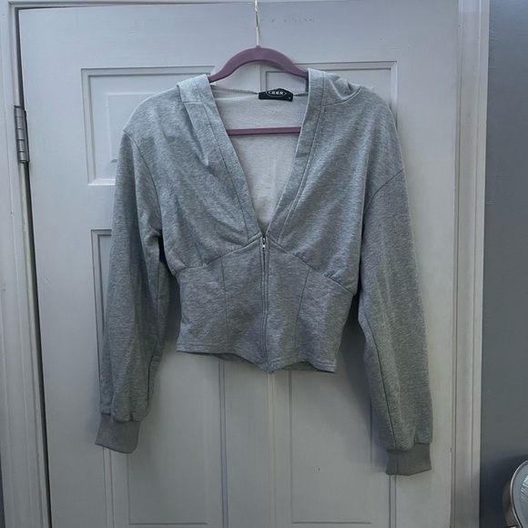 CIDER Tops - CIDER Gray Zip Up Crop Hoodie, Size S